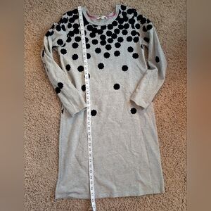 Boden Gray Dress With Black Velvet Flower Designs